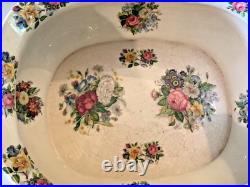Vintage English Floral Ironstone Cache pot with handles Vintage English Floral Ironstone Cache pot with handles