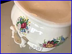 Vintage English Floral Ironstone Cache pot with handles Vintage English Floral Ironstone Cache pot with handles