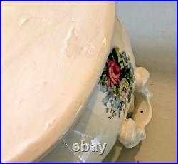 Vintage English Floral Ironstone Cache pot with handles