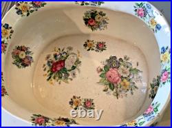 Vintage English Floral Ironstone Cache pot with handles Vintage English Floral Ironstone Cache pot with handles