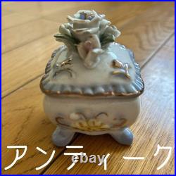 Vintage English Garden Miniature Ceramic Box, Antique Style, Collectible