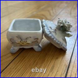 Vintage English Garden Miniature Ceramic Box, Antique Style, Collectible