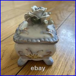 Vintage English Garden Miniature Ceramic Box, Antique Style, Collectible