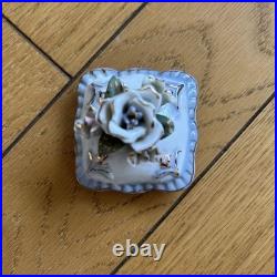 Vintage English Garden Miniature Ceramic Box, Antique Style, Collectible