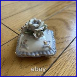 Vintage English Garden Miniature Ceramic Box, Antique Style, Collectible