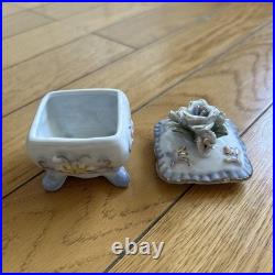 Vintage English Garden Miniature Ceramic Box, Antique Style, Collectible