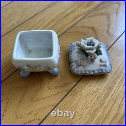 Vintage English Garden Miniature Ceramic Box, Antique Style, Collectible