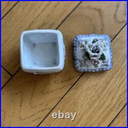 Vintage English Garden Miniature Ceramic Box, Antique Style, Collectible