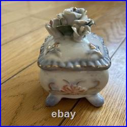 Vintage English Garden Miniature Ceramic Box, Antique Style, Collectible