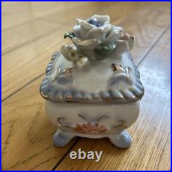 Vintage English Garden Miniature Ceramic Box, Antique Style, Collectible