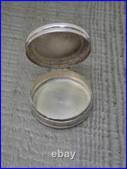 Vintage English H/M Sterling Silver Round Enamel Pill Box -Cherubs Art Nouveau