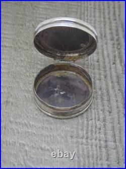 Vintage English H/M Sterling Silver Round Lady Enamel Pill Box c2001