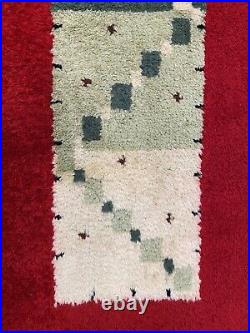 Vintage English Hand Knotted Contemporary Runner Rug