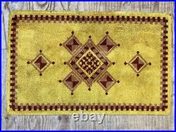 Vintage English Hand Woven Geometric Design Rug