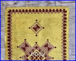 Vintage English Hand Woven Geometric Design Rug