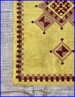 Vintage English Hand Woven Geometric Design Rug
