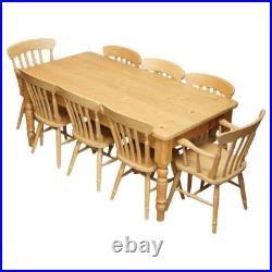 Vintage English Heritage Pine Dining Table & Eight Winsor Chairs Suite 8