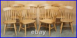 Vintage English Heritage Pine Dining Table & Eight Winsor Chairs Suite 8