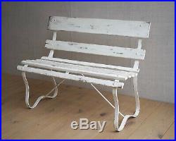 Vintage English Iron Bench With Slatted Seat