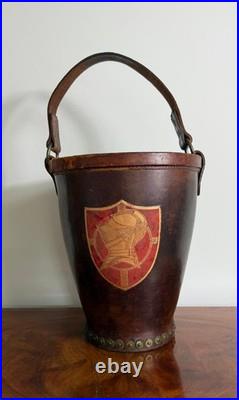 Vintage English Leather Fire Bucket Made in England c. 1930's. Superb Condition