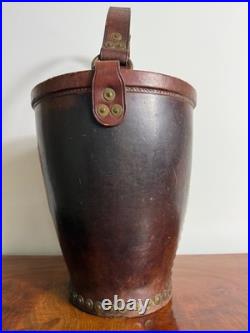 Vintage English Leather Fire Bucket Made in England c. 1930's. Superb Condition