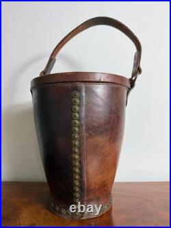 Vintage English Leather Fire Bucket Made in England c. 1930's. Superb Condition