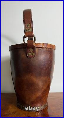 Vintage English Leather Fire Bucket Made in England c. 1930's. Superb Condition