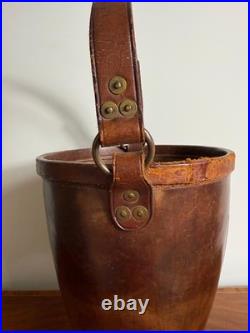 Vintage English Leather Fire Bucket Made in England c. 1930's. Superb Condition