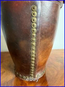 Vintage English Leather Fire Bucket Made in England c. 1930's. Superb Condition