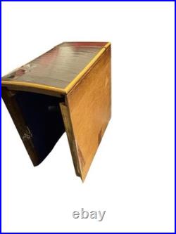 Vintage English Lion Head Handle Footed Wood Tea Caddy