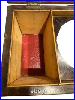 Vintage English Lion Head Handle Footed Wood Tea Caddy