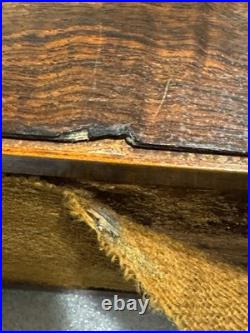 Vintage English Lion Head Handle Footed Wood Tea Caddy