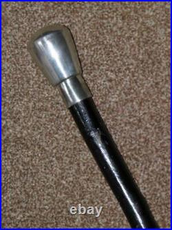 Vintage English Made Silver Plate Topped Rustic Ebonised Walking Stick/Cane