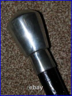 Vintage English Made Silver Plate Topped Rustic Ebonised Walking Stick/Cane