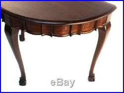 Vintage English Mahogany Demi Lune Console Table with Ball and Claw Feet 5883