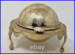 Vintage English Marked Silver Plated Caviar Container Moving Hood Original Liner