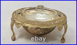 Vintage English Marked Silver Plated Caviar Container Moving Hood Original Liner