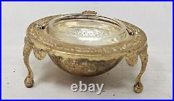 Vintage English Marked Silver Plated Caviar Container Moving Hood Original Liner