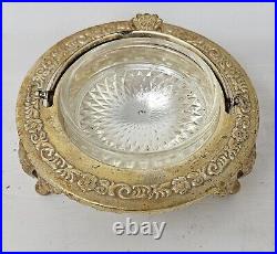 Vintage English Marked Silver Plated Caviar Container Moving Hood Original Liner