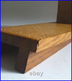 Vintage English Oak Arts & Crafts Desk Top Book Shelf, Rack, Bookend Slope