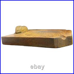 Vintage English Oak Ashtray Carved Mouse Folk Art Arts & Crafts Style