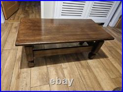 Vintage English Oak Coffee Table Made In The Style Of Edwardian Refectory Tables