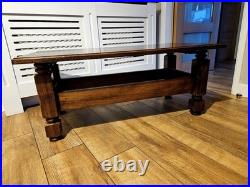 Vintage English Oak Coffee Table Made In The Style Of Edwardian Refectory Tables