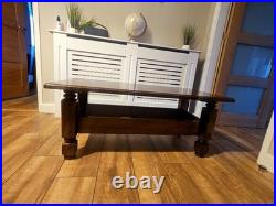 Vintage English Oak Coffee Table Made In The Style Of Edwardian Refectory Tables