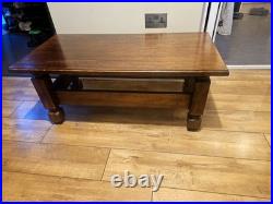 Vintage English Oak Coffee Table Made In The Style Of Edwardian Refectory Tables