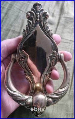 Vintage English Ornate Victorian Style Bolted Solid Brass Door Knocker