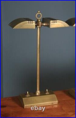 Vintage English Pair of Art Deco Besselink & Jones Brass Desk Lamps