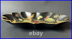 Vintage English Paper Mache Botanical, Frogs & Insects Lacquered Decoupage Tray