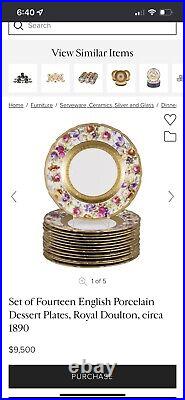 Vintage English Porcelain Dessert Plate, Royal Doulton, circa 1890