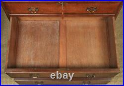 Vintage English Queen Anne Style Burr Walnut & Mahogany Tallboy Chest of Drawers